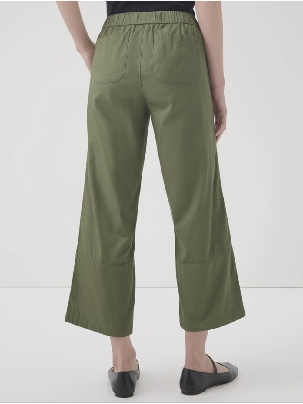 Pact Organic Cotton Daily Crop Wide Leg Pants Olive Green Size Medium - Picture 4 of 12